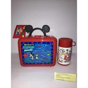 Vintage 1990’S NEW DISNEY MICKEY MOUSE DEEP SEA ALADDIN LUNCHBOX W/Thermos W/TAG